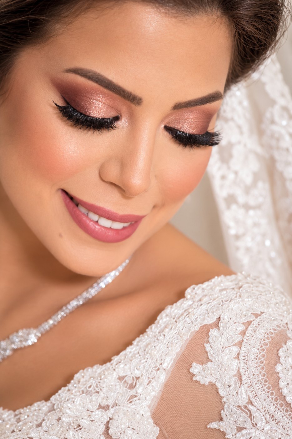 Rose gold bridal makeup by Luma